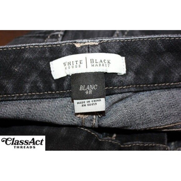 White House Black Market Jeans Womens Black Jeans Ladies Boot Leg 4R 30" X 32" - Picture 3 of 5